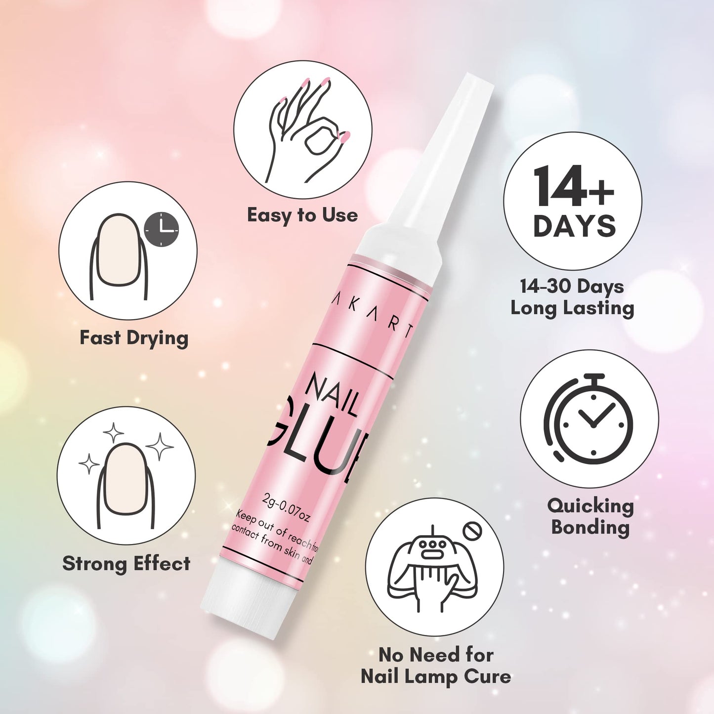 Makartt 40 Pcs Strong Nail Glue for Press on Nails, Fast Dry Quick Adhesive for Fake Nails and Acrylic Tips, Clear Professional Glue on Nails for Broken Nail Repair Salon Manicure Home DIY, Hema-Free