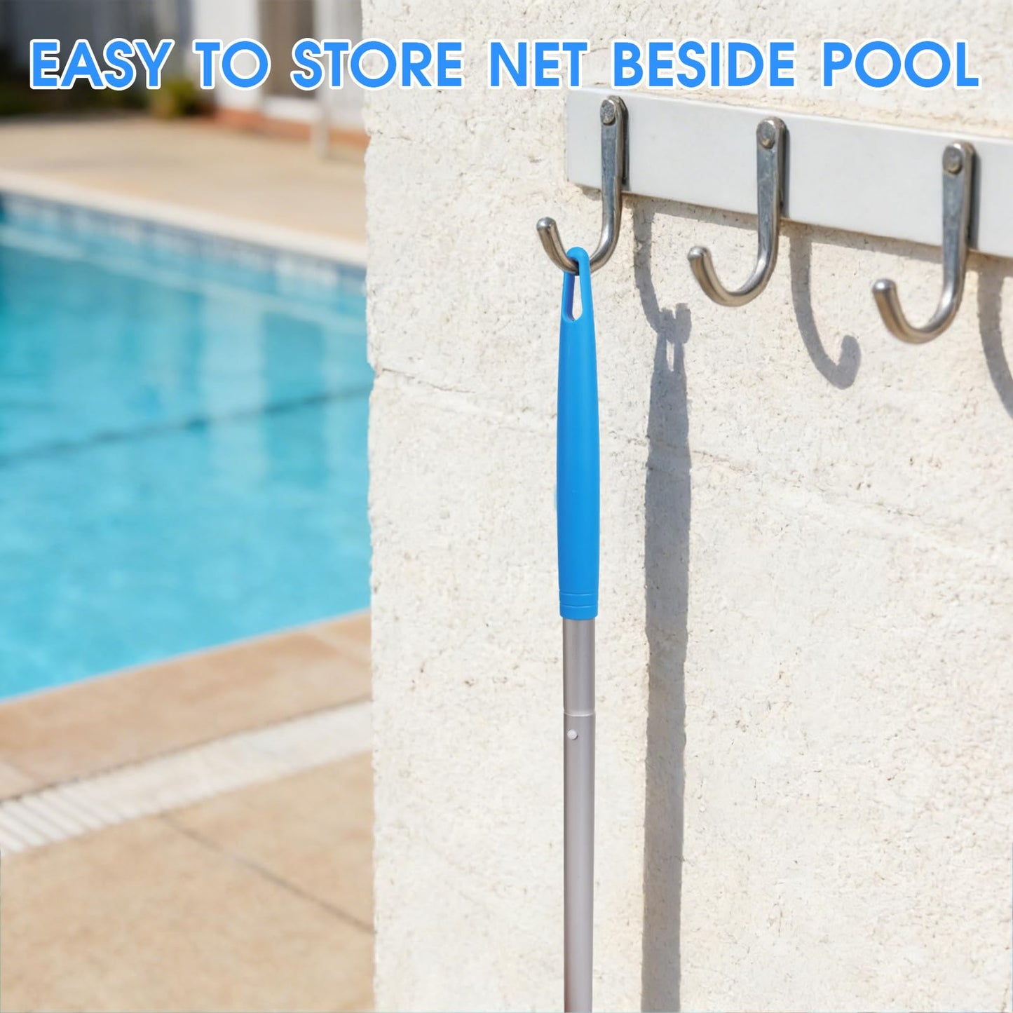 TidyMister 62'' Long Hot Tub Skimmer for Spa, Handy Pool Skimmer Net with Ultra Fine Diamond Netting Mesh for Small Pools, Hanging Hole Easy to Store