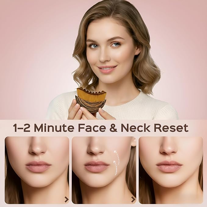 2PCS Lymphatic Contour Face Brush for Lymphatic Drainage Massager Tool for Face & Neck Lifting, Gua Sha Brush, Jawline Chin Sculpting, Dry Brushing, Curved Ergonomic Design(Brown, 2PCS)