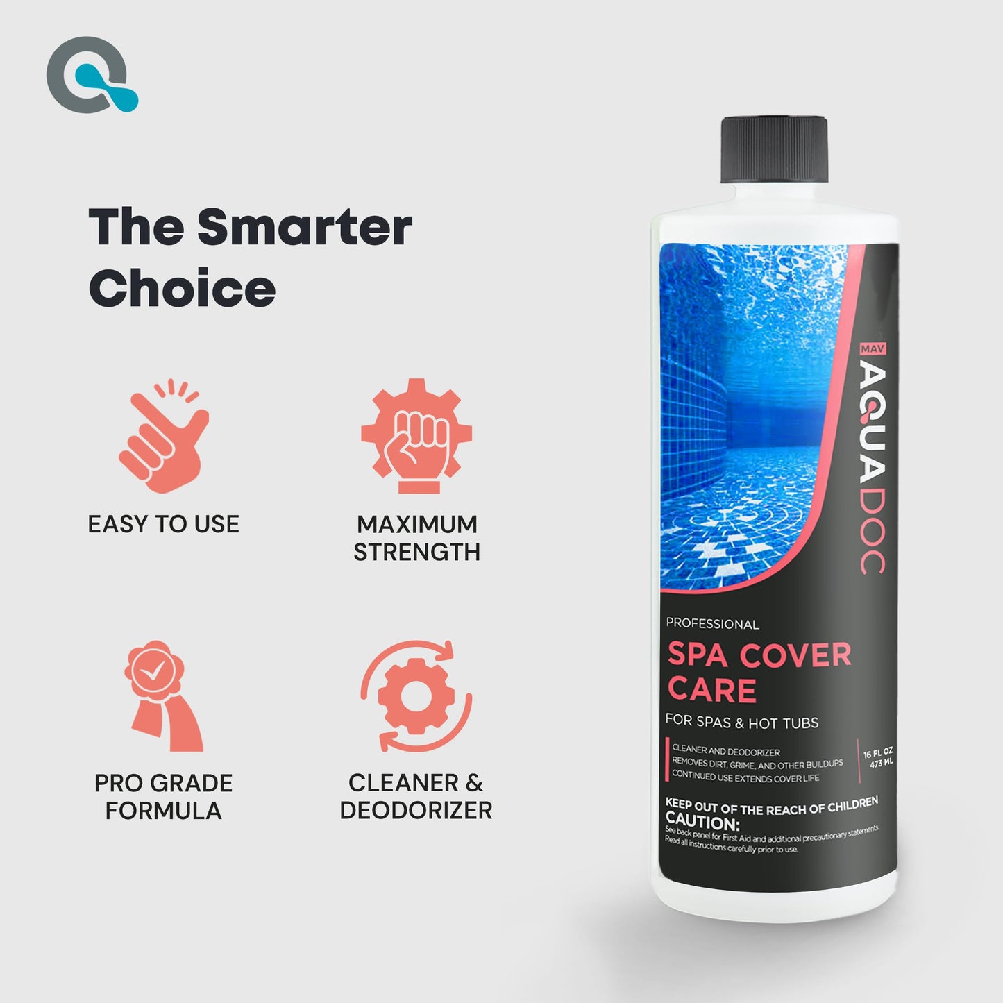 AquaDoc Hot Tub Cover Protector - Spa Cover Cleaner and Protectant for Dirt, Grime & Odors - Hot Tub Care Solution - Made in USA - 16oz