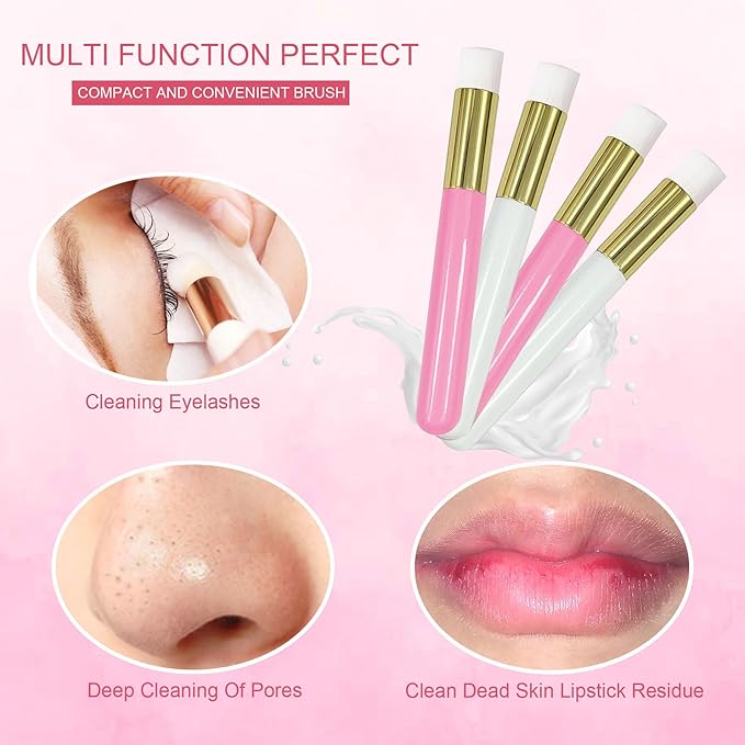 4 Pcs Lash Shampoo Brushes Eyelash Extension Nose Pore Blackhead Facial Deep Cleaning Washing Brush Tools for Women
