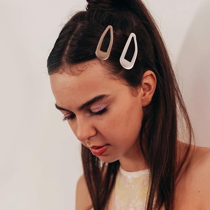 20 PCS Metal Snap Hair Clips Water Drop No Slip Barrettes for Women Bright Small Hair Clips For Thick And Thin Fine Hair,Black Beige Brown,1.97 x 0.5 In.
