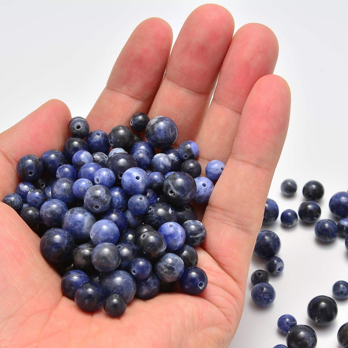 NCB 200pcs 8mm Blue Sodalite Loose Beads for Jewelry Making, Natural Semi Precious Beads Round Smooth Gemstones Spacer Beads Charms for Necklaces Bracelets (Blue Sodalite, 8mm 200Beads)