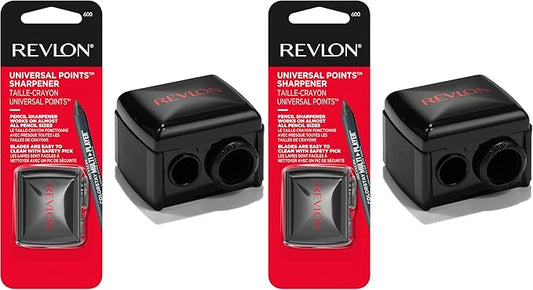 Revlon Universal Points Sharpener for Wooden & Plastic Makeup Pencils, Fits Small to Large Sizes, Easy to Clean, 1 Count (Pack of 2)