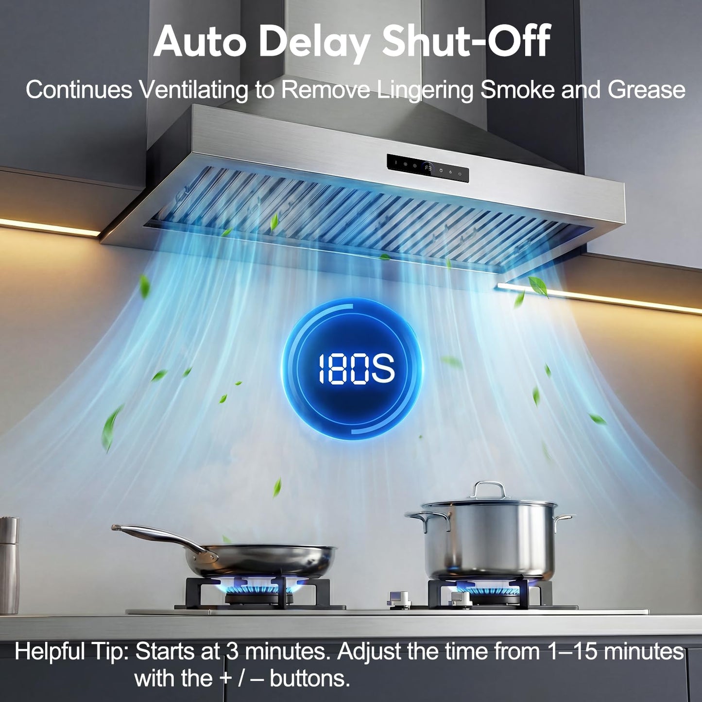 [Upgrade DC Motor] 48 Inch Range Hood Wall Mount, 1500 CFM with 6-Speed Gesture Sensing & Touch Control, Stainless Steel Ducted Kitchen Stove Vent Hoods with 4 Adjustable LED, Auto Delay Shut-Off