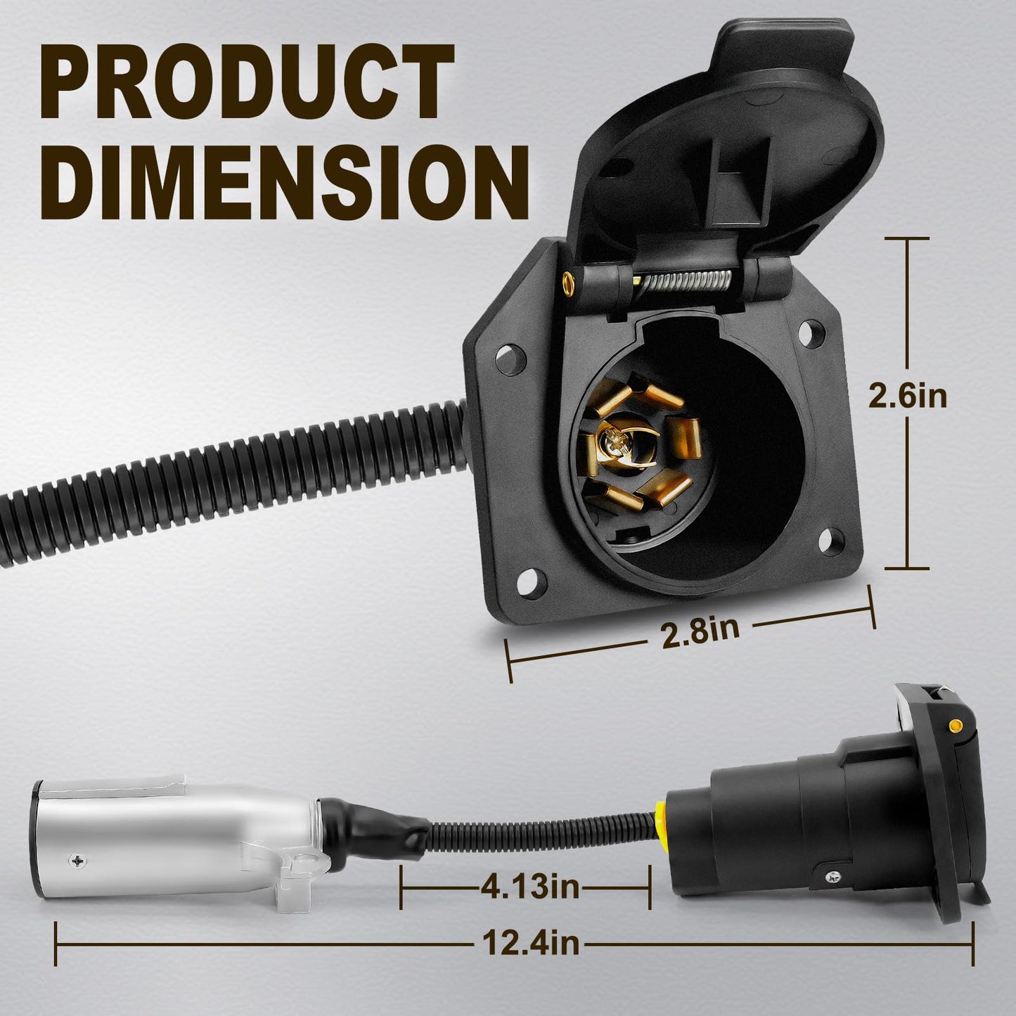 Agrieyes 7 Pin Round to 7 Way RV Blade Trailer Plug, Primium 12V Trailer Light Adapter, Connector for Semi Truck, Vehicle, Pickup, Tractor, SAE Standard