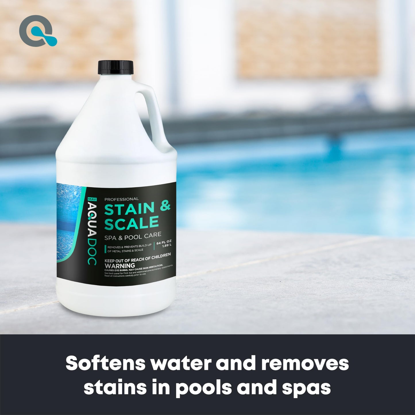AquaDoc Pool & Spa Stain and Scale Control for Hot Tubs - 64oz - Pool Stain Remover that Helps Prevent & Remove Calcium, Iron, Copper & Rust Buildup - Made in USA