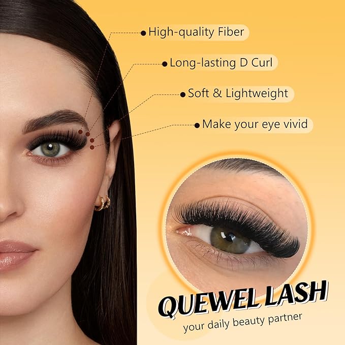 QUEWEL Lash Clusters, Cluster Lashes 3D-80D+100D Eyelash Clusters D Curl Individual Lashes 10-18mm Cluster Eyelash Extensions Create Kinds of Beauty Look (DH-3D+80D+100D)