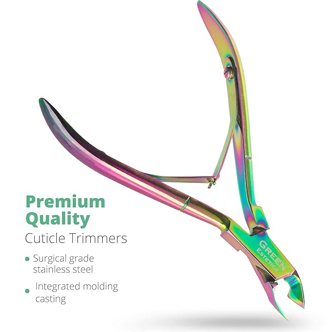Professional Cuticle Trimmer with Cuticle Pusher Nail Cuticle Remover Nipper Silver Stainless Steel Sharp Blades Manicure Tools with Double Spring Nail Care Pedicure Nail Tools (Multi-Colored)
