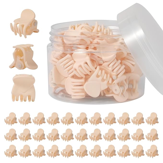 YOHAMA 36 pcs Beige Mini Hair Clips, Durable and Strong Tiny Hair Claw Claw Clips for Women and Girls, Multifunction Hair Claw Good for Decroation Buns, Pining Bangs, Design Kids Hairstyles.
