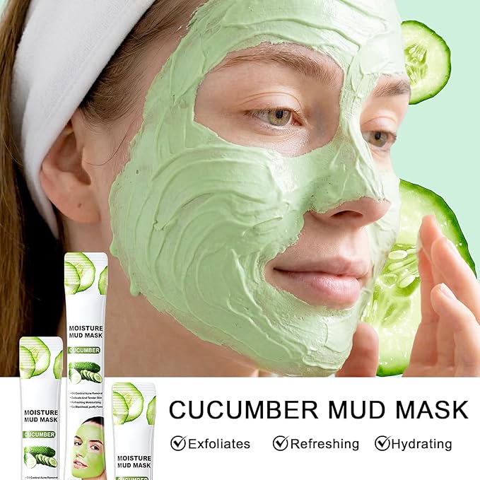 30P Clay Mask for Face Set with Silicone Face Mask Brush,Includes Vitamin C Clay Mask,Cucumber Clay Mask,Dead Sea Mud Mask,Pore Cleansing Face Mask Set,Mask Skincare for Men & Women
