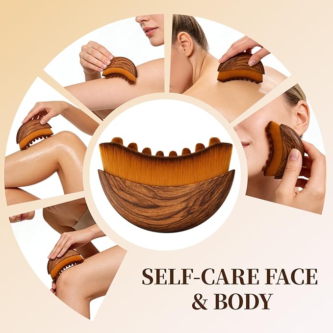 Lymphatic Contour Face Brush - Facial Massage Tool for Lymphatic Drainage, Contouring & Relaxation | Gentle Gua Sha Brush & Skin Care Tools for Daily RoutineÃ¯Â¼Â2 PCSÃ¯Â¼Â