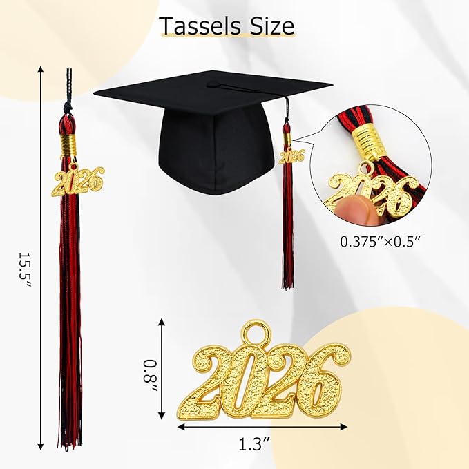 GraduationMall Single&Multiple Color Graduation Tassel with 2026 Year Charm 9"