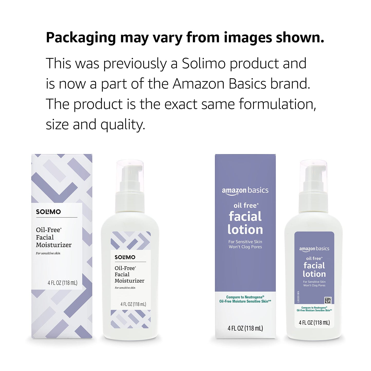 Amazon Basics Oil-free Facial Moisturizer for Sensitive Skin, Fragrance Free, 4 Fluid Ounce (Previously Solimo) (Pack of 3)