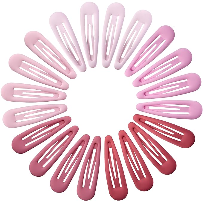 Small Hair Barrettes For Women No Slip Metal Snap Clips For Thin And Fine Hair,Matte Multiple Pink,20 PCS,1.97 x 0.5 Inch.