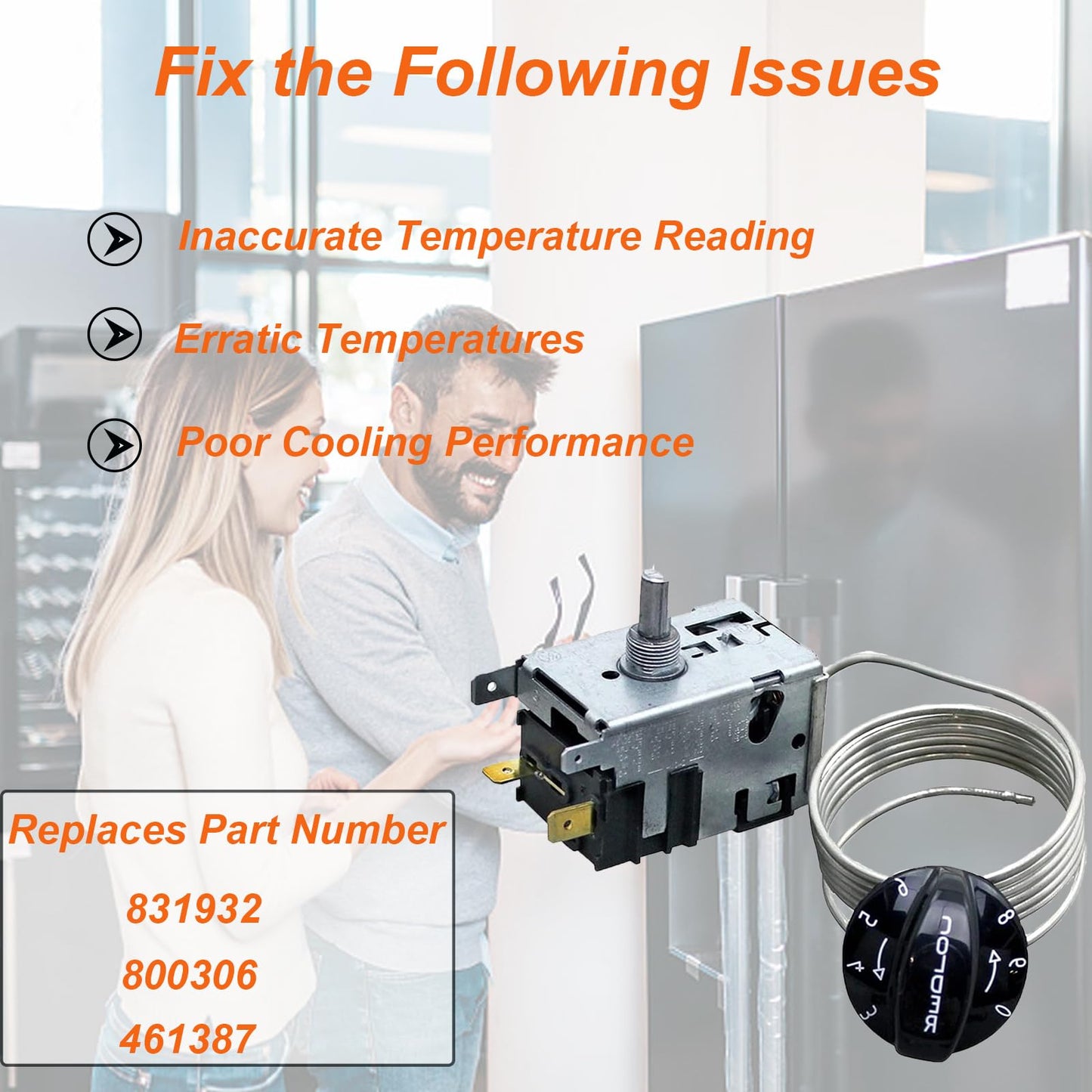 800393, 831932, 800306 Temperature Control Kit, Compatible with True Refrigerators and Freezer TC/TSD/T/GDM/GEM/G4SM Series, Replaces 461387 Refrigerator Parts Thermostat