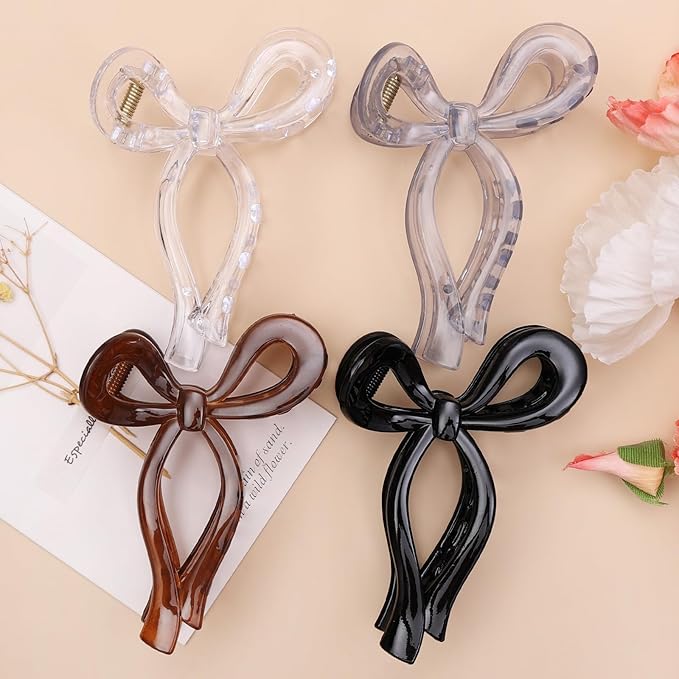 4 Pcs Bow Hair Clips Elegant Hair Claw Butterfly Hair Accessories for Girls Nonslip Butterfly Clips Hair Styling Accessories for Women
