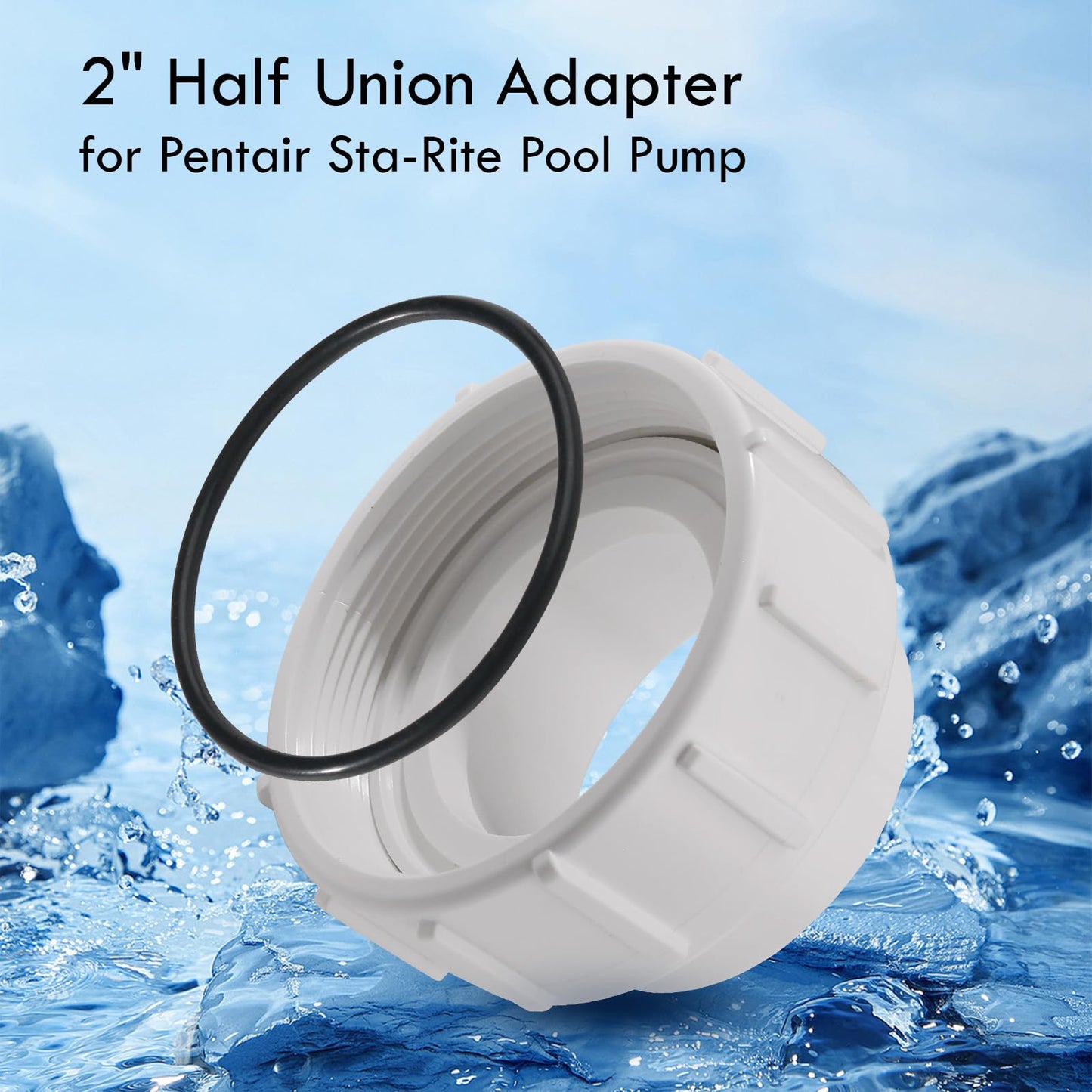 GAQUECY 2" Half PKG188 Heater Union Adapter Compatible with Pentair Mastertemp 400, 250, 200, Also Fits for MaxeTherm Heaters and Sta Rite, 42001-0402 2 Inch Slip Half Union Adapter (2 Pack)