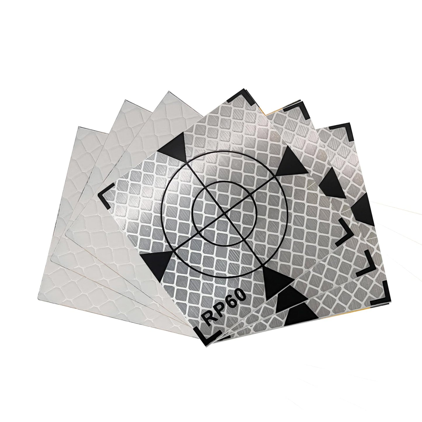 Liyuusi 60X60MM 100PCS Reflector Targets for Total Stations Paste Up Reflector, Survey Target Mark with Black Triangle Reflective Sheet for Total Stations,White