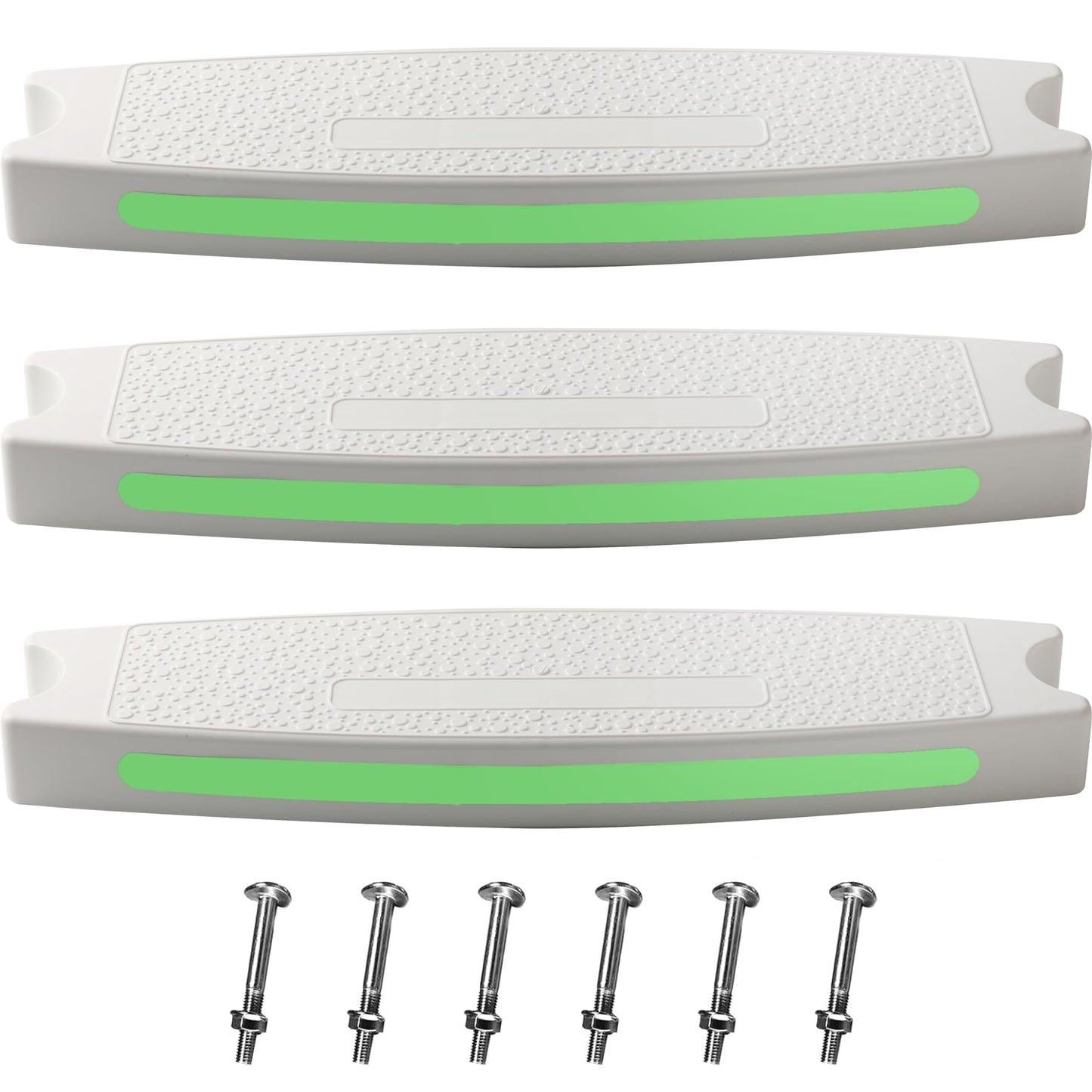 TonGass (3-Pack, White) 18" Universal Pool Ladder Step Replacement with Reflective Strip, Plastic Swimming Pool Ladder Rung Step with Stainless Steel Bolts for Inground Above Ground Pools