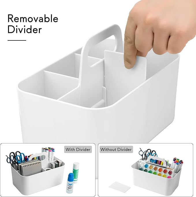 Tiawudi Multipurpose Caddy Organizer, Plastic Caddy with Handle, Stackable Desk Organizer for Stationery, Marker and Pencil, Office Supplies Organizer, Dorm Caddy