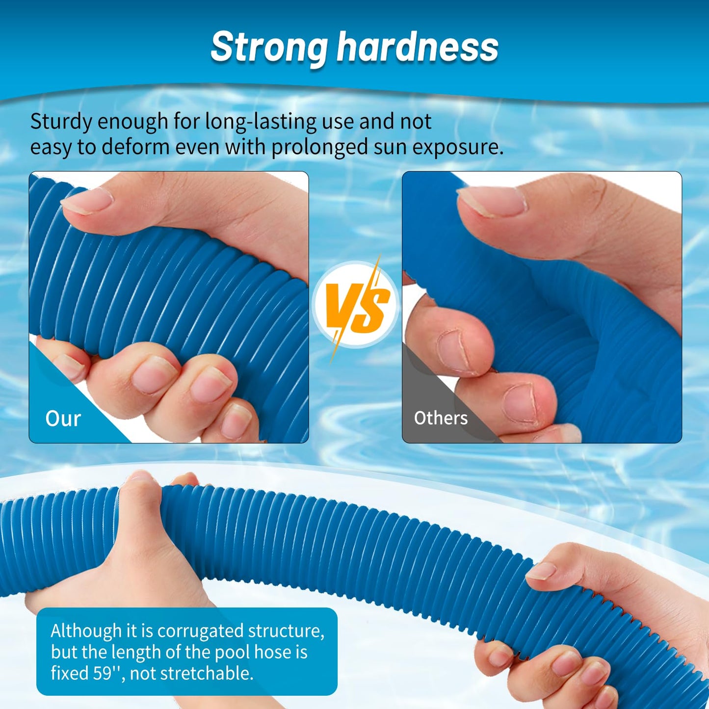 IDEASURE 1.5" Diameter 29060E Pool Pump Hoses for Above Ground Pools - 59" Long Pool Hoses for Intexx Cole man Filter Pumps, Sand Filters & Saltwater Systems with 1,500 to 2,500 GPH Capacity, 2 Pack