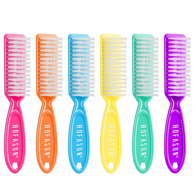 HOFASON 6 Pack Nail Brush for Cleaning Fingernails, Nail Brush Handle Grip Brush for Nail and Toenail Foot, Nail Dust Brush Manicure Pedicure Tools Scrubbing Brush Women Men Home Salon (Bright Colors)