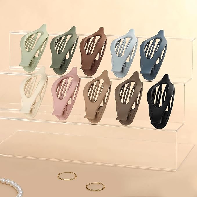 10 Pcs Flat Hair Clips for Women French Concord Claw Clips for Thick and Thin Hair Claw Clips Duck Billed Barrettes Hair Accessories for Women and Girls (Dark Colorful)