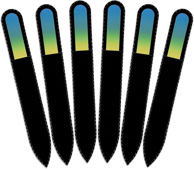 Mont Bleu Rainbow Crystal Nail File in Black Pouch - Czech Tempered Glass - Handmade in Bohemia (Czech Republic)