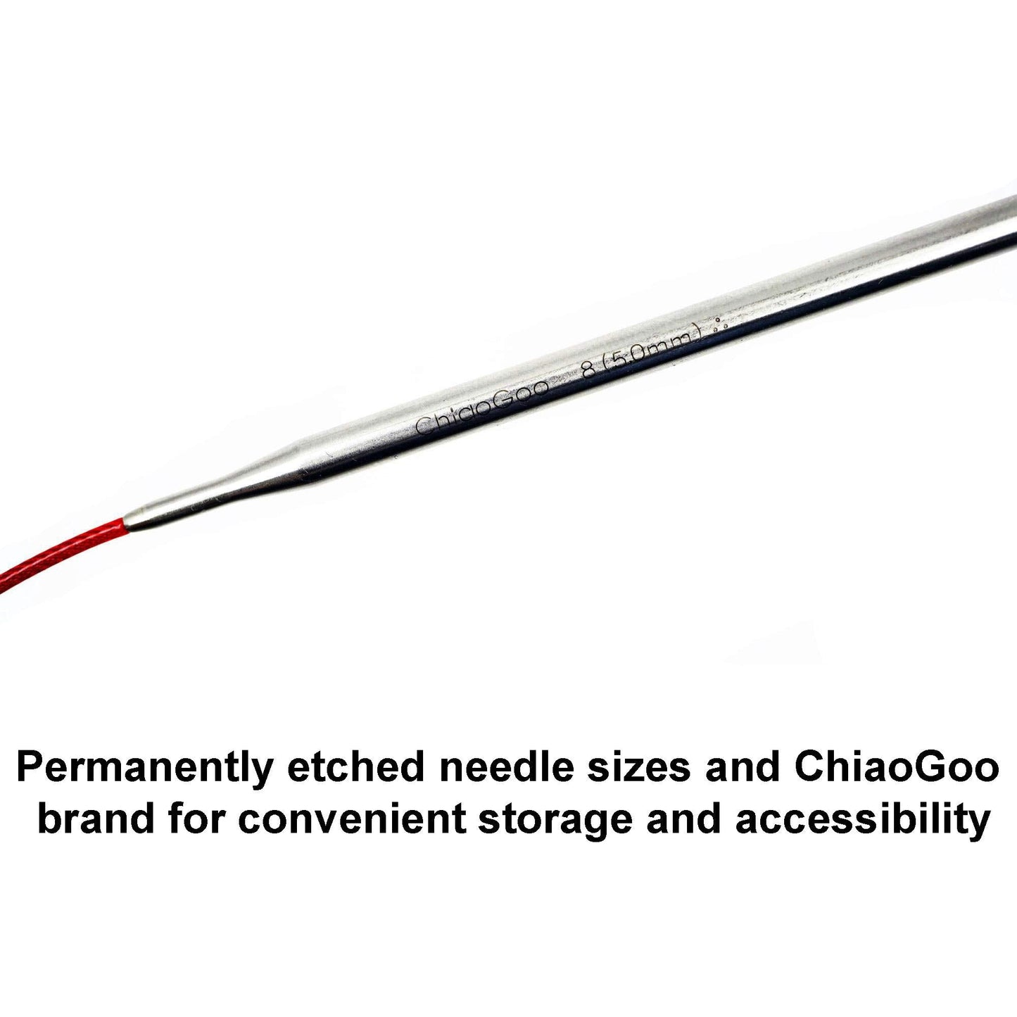 ChiaoGoo Red Lace 32 inch (81cm) Circular Knitting Needles US Size 10.5 (6.5mm) Stainless Steel 7032-10.5 with Stitch Holder