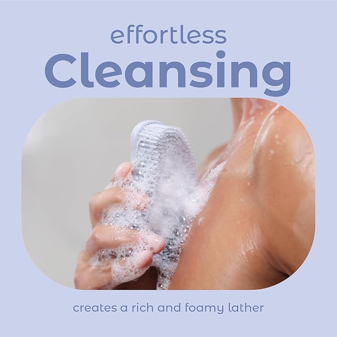 MainBasics Silicone Body Scrubber Dual-Sided Shower Loofah and Massaging Nodes (Frosted Sky, Massage)