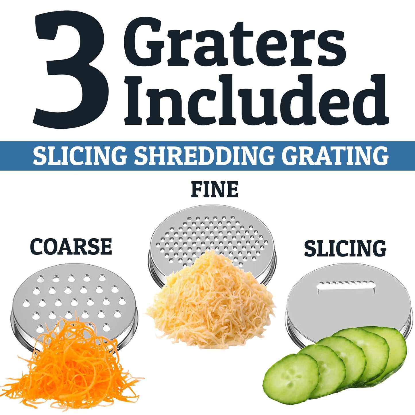 Priority Chef Stainless Steel Mixing Bowls with Lids Set, 3 Grater Attachments, Airtight Lids, Non-Slip Silicone Base Mixing Bowl Set, Large Prep Metal Mixing Bowls for Kitchen, Blue