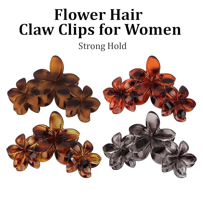 Leopard Print Flower Hair Clips Large Matte Hair Claw for Women Non-Slip Strong Hold Clips for Thick Hair, Hair Accessories