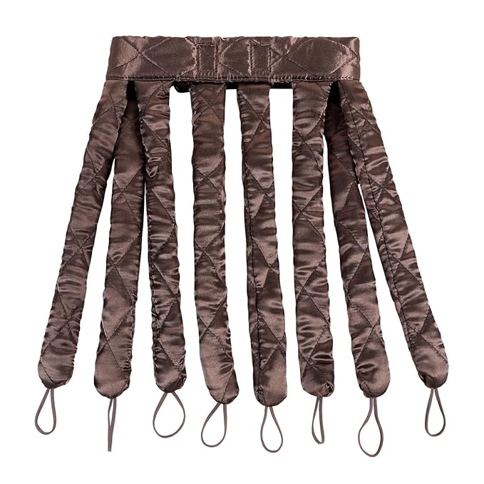No Heat Hair Curler Headband for Long Hair, Satin Heatless Curling Rod with Adjustable Strap Overnight No Heat Curling Roller for Women and Girls Waves and Curls (Brown)