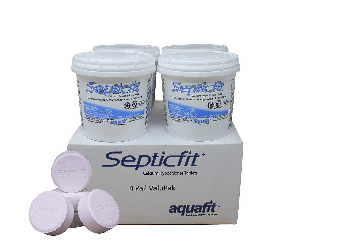 Septicfit Septic Chlorine Tablet - 4 Pail Value Pack - 6 Tablet Pails - 8.2 lbs - NOT for USE in Swimming Pools
