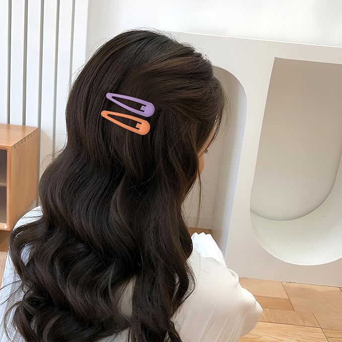 Small Hair Barrettes For Women No Slip Metal Snap Clips For Thin And Fine Hair,Matte Rainbow Colors,20 PCS,1.97 x 0.5 Inch.