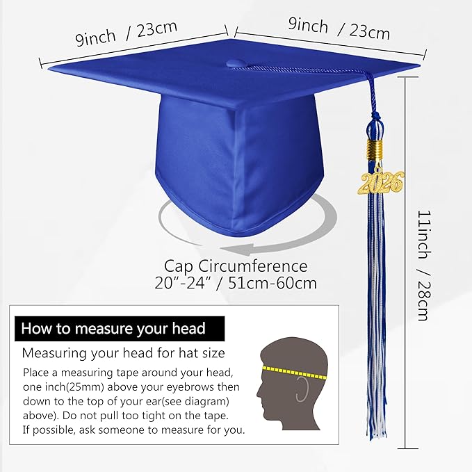 GraduationMall Matte Graduation Cap with 2026 Tassel for High School & Bachelor