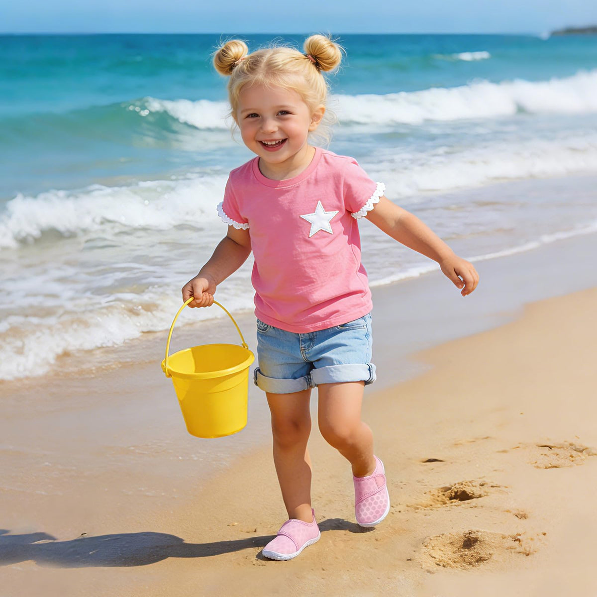 LeIsfIt Kids Water Shoes Toddler Girls Boys Swim Shoes Outdoor Quick-Dry Breathable Aqua Socks for Beach Pool Surf, Pink, 12 Little Kid