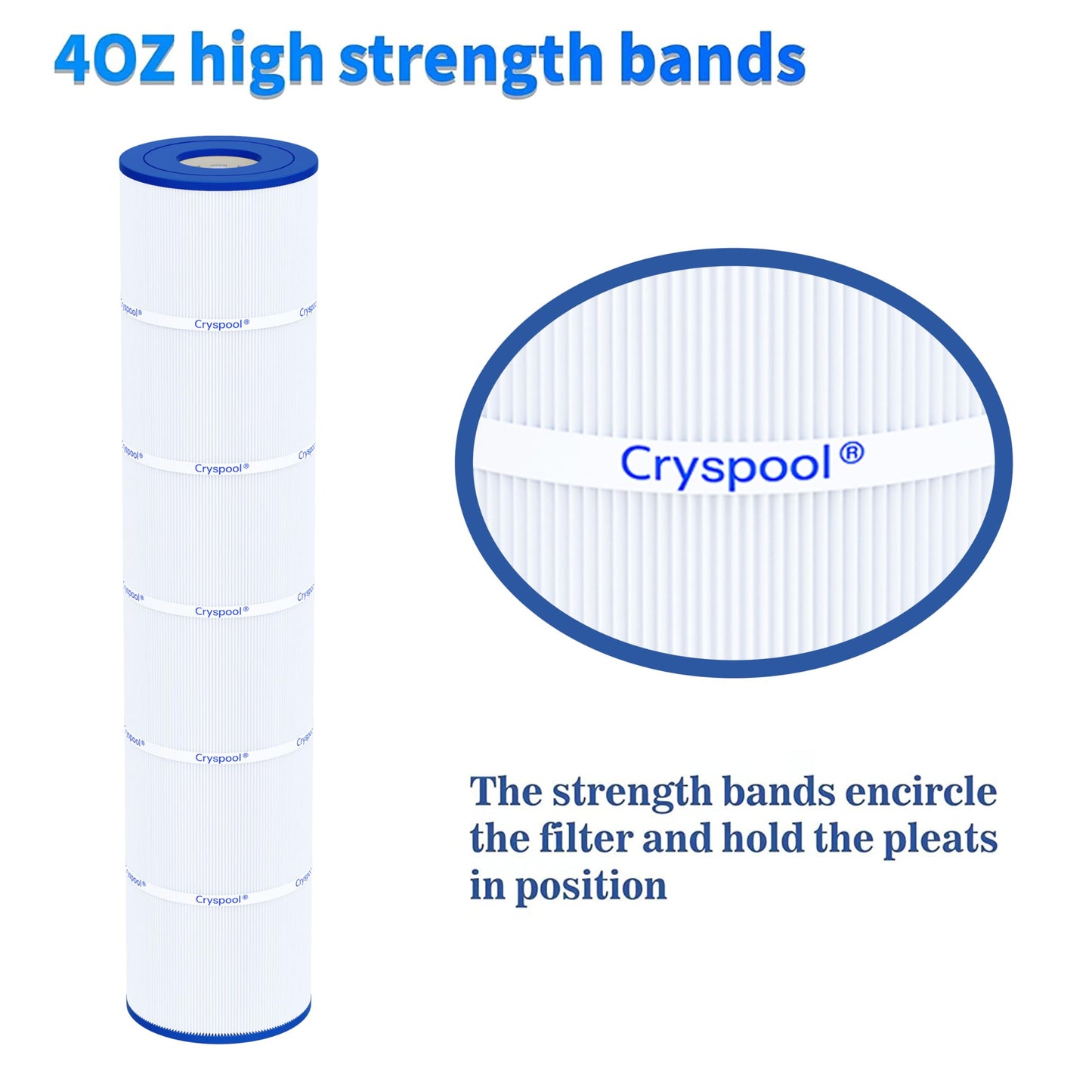 Cryspool® 07112 Filter Compatible with Clean and Clear Plus 520, CCP520, PCC130, R173578, 178585, 817-0143, C-7472, FC-1978, 4×130 Sq. Ft Pool Filter Cartridge, 4 Pack