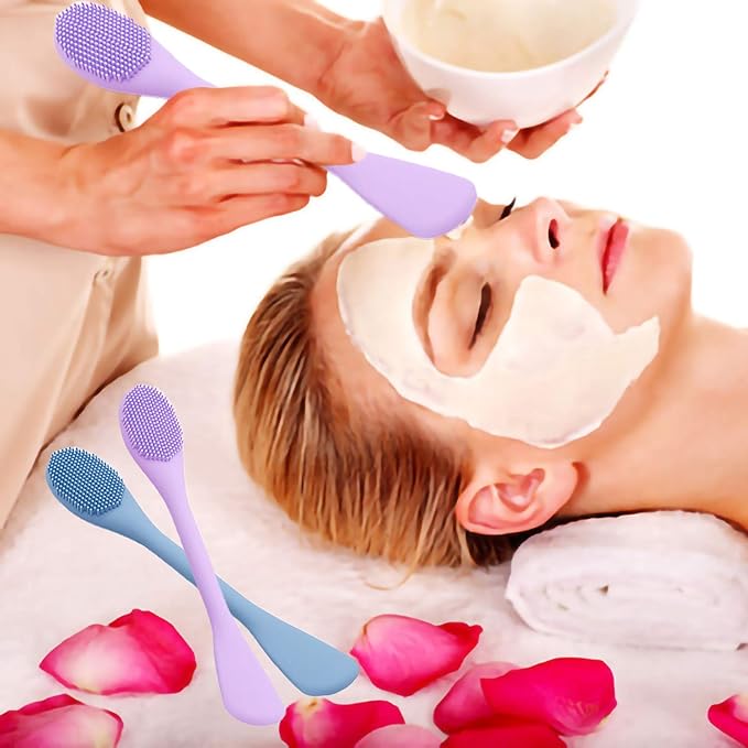 Silicone Face Mask Brush, Face Scrubber for Gentle Exfoliating & Hairless Moisturizers Applicator Tools for Apply Mud, Clay, Charcoal Mixed Mask, Cream, Lotion