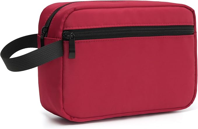 Travel Hanging Toiletry Bag with Carry Handle - Water-Resistant Small Cosmetic Organizer for Men & Women, Makeup, Shaving Kit, Gym & Travel Essentials (Burgundy)