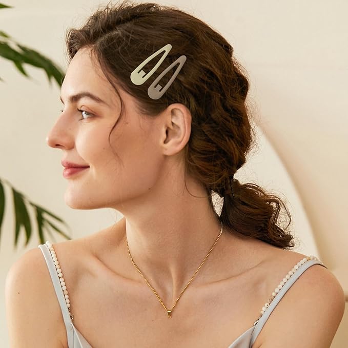 24pcs Snap Hair Clips, 2'' Matte Hair Clip, Nonslip Hairpin Accessories for Women Girls, Metal Barrettes, Neutral Color