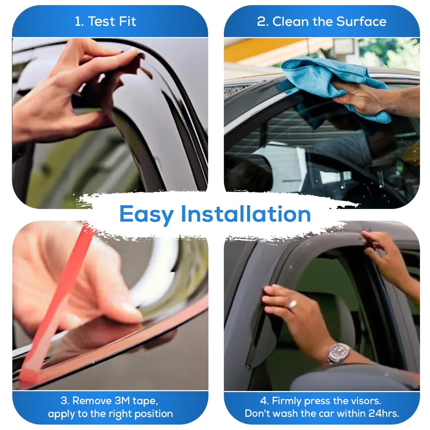 IG Window Visors Fit for 2004-2010 Toyota Sienna, Out-Channel Rain Guards Vent Wind Deflectors 4PC, Car Accessories for 04-10 Sienna