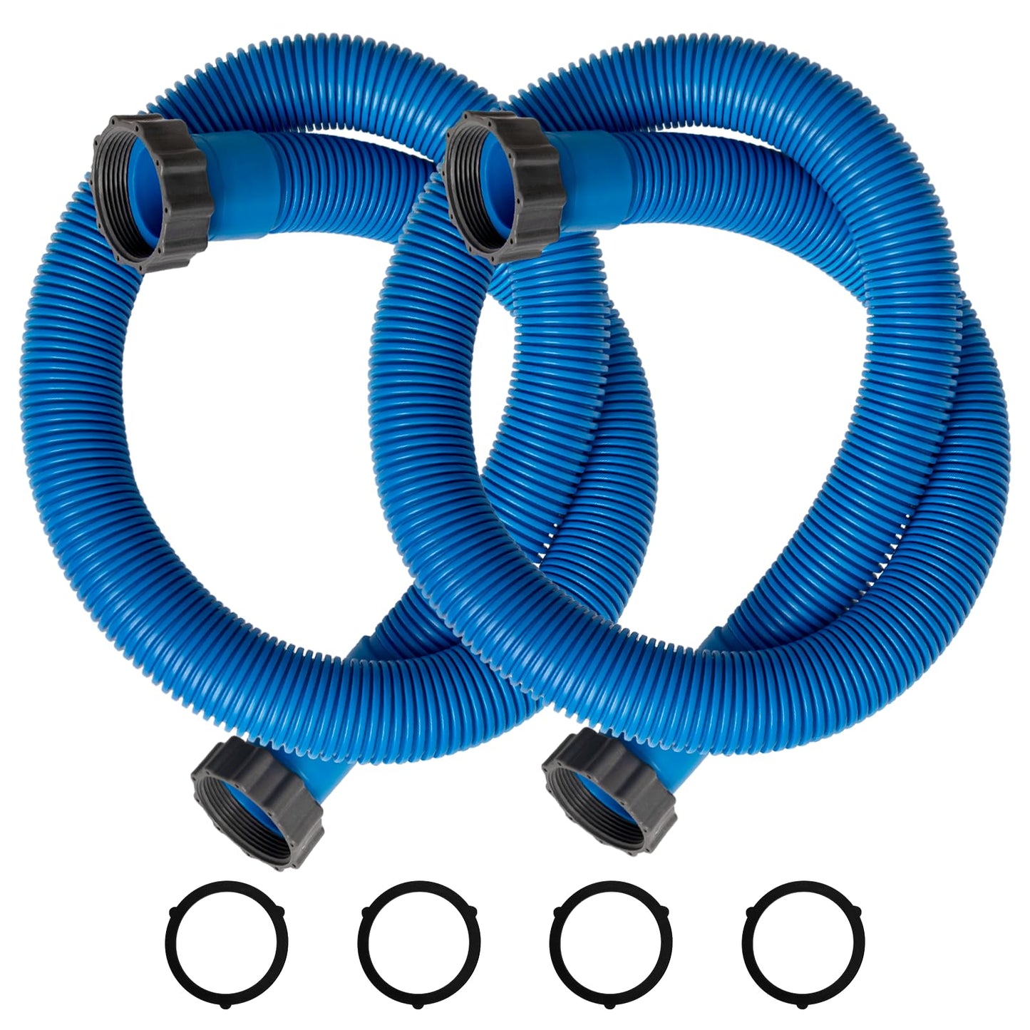 IDEASURE 1.5" Diameter 29060E Pool Pump Hoses for Above Ground Pools - 59" Long Pool Hoses for Intexx Cole man Filter Pumps, Sand Filters & Saltwater Systems with 1,500 to 2,500 GPH Capacity, 2 Pack