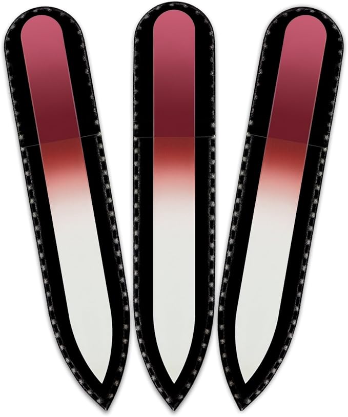 Mont Bleu Rainbow Crystal Nail File in Black Pouch - Small - Purse Size - Czech Tempered Glass - Handmade in Czech Republic - Expertly Shape Nails & Enjoy a Smooth Finish
