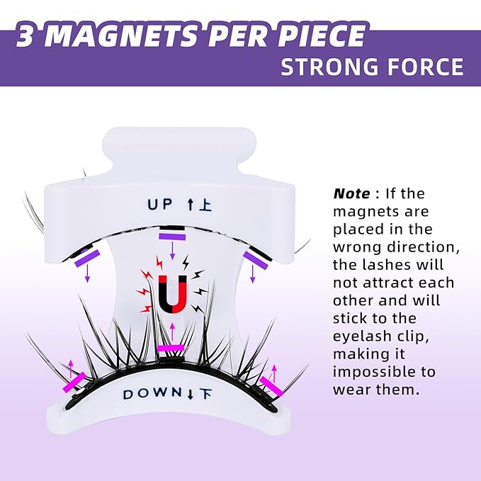 B&Qaugen Reusable Magnetic Lashes Magnetic Eyelashes Natural Look False Eyelashes with Applicator Easy to Wear and Remove Glue-Free Pestañas Magnéticas