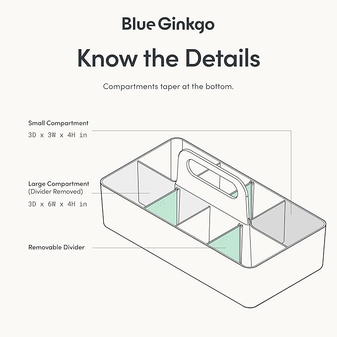 BLUE GINKGO Stackable Organizer Caddy – Korean-Made Portable Tote for Bathroom, Office, Crafts, or School Supplies (Long Rectangle, Yellow)