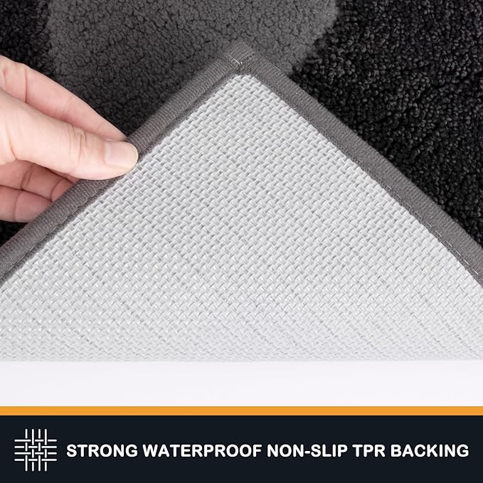 PURRUGS Dirt Trapping Door Mat 33.5" x 59", Non-Skid/Slip Machine Washable Microfiber Entryway Rug, Dog Doormat, Super Absorbent Welcome Mat for Muddy Wet Shoes and Paws, Charcoal
