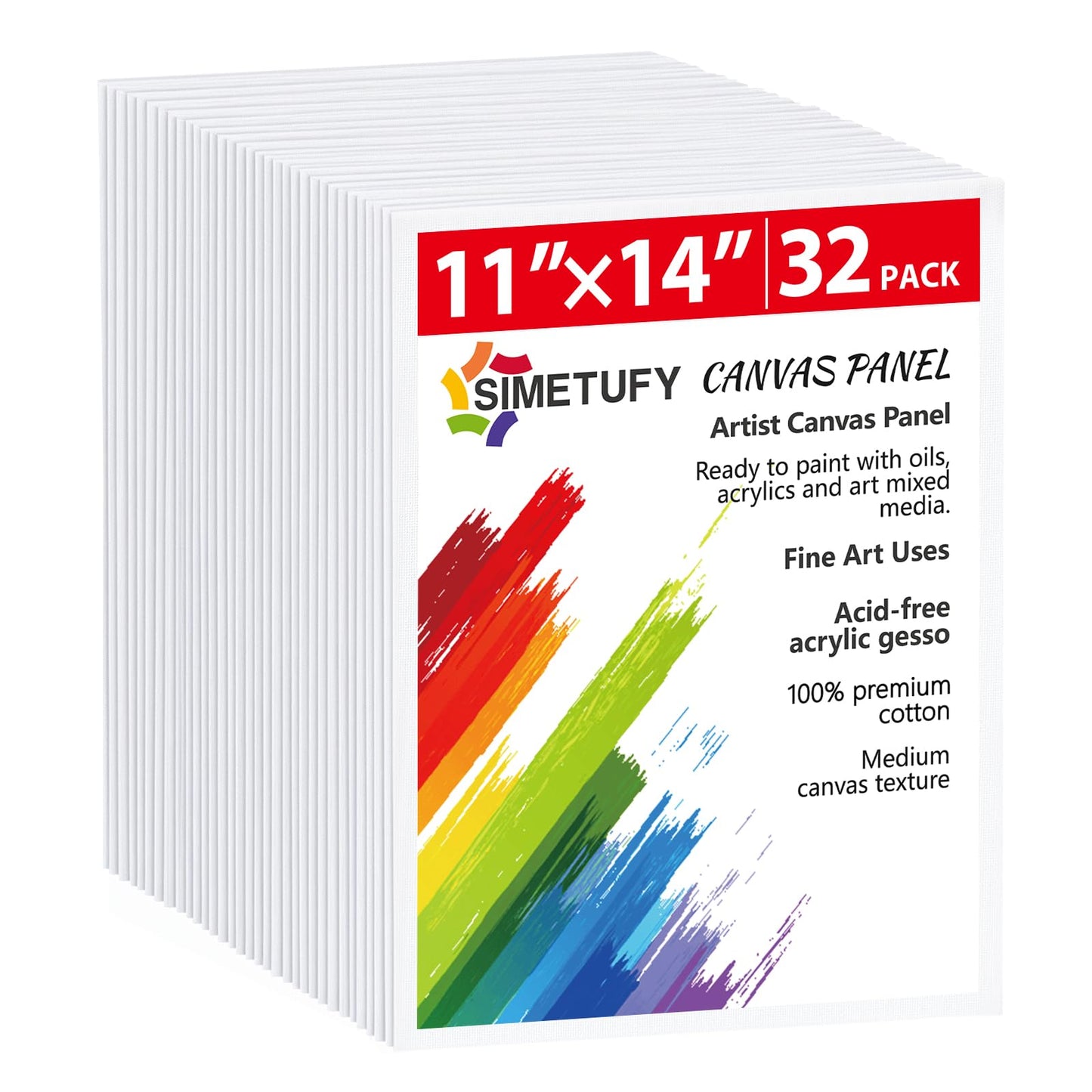 Simetufy 32 Pack 11 x 14 Inch Canvas Boards for Painting Pre-Primed Paint Canvas for Acrylic, Oil, Watercolor, Gouache, Art Supplies for Kids &Adults, Beginners & Artists