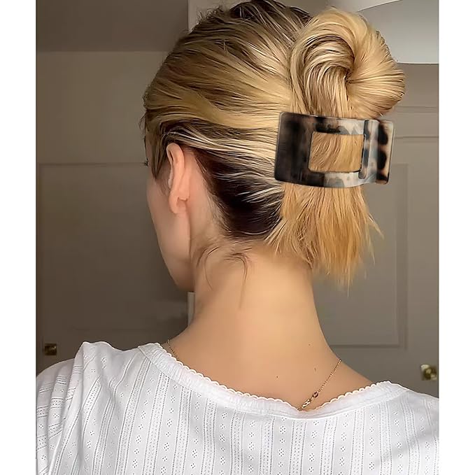 Velscrun Flat Hair Clips for Women Girls, Matte Lay Flat Claw Clips, Strong Hold Large Side Hair Clip All Hair Types, French Duck Billed Non Slip Grip Daily Styling Hair Jaw Claw Clip Bright Leopard